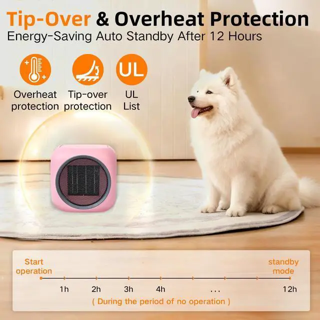 Alt view image 6 of 7 - Upgraded Space Heater & Candle Warmer Plate, Space Heater for Indoor Use with Thermostat, Coffee Mug Warmer, 800W Portable Electric Heater for Bedrooms, Offices, Home