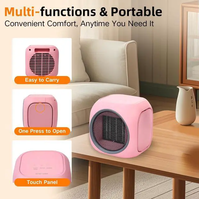 Alt view image 7 of 7 - Upgraded Space Heater & Candle Warmer Plate, Space Heater for Indoor Use with Thermostat, Coffee Mug Warmer, 800W Portable Electric Heater for Bedrooms, Offices, Home