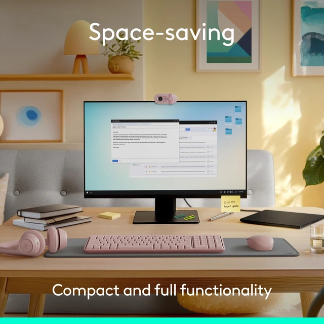 Alt view image 5 of 7 - MK250 Compact Wireless Bluetooth Keyboard and Mouse Combo - Rose | Bluetooth connection only, compact keyboard with number pad, small ambidextrous M196 mouse with 3 non-customizable buttons