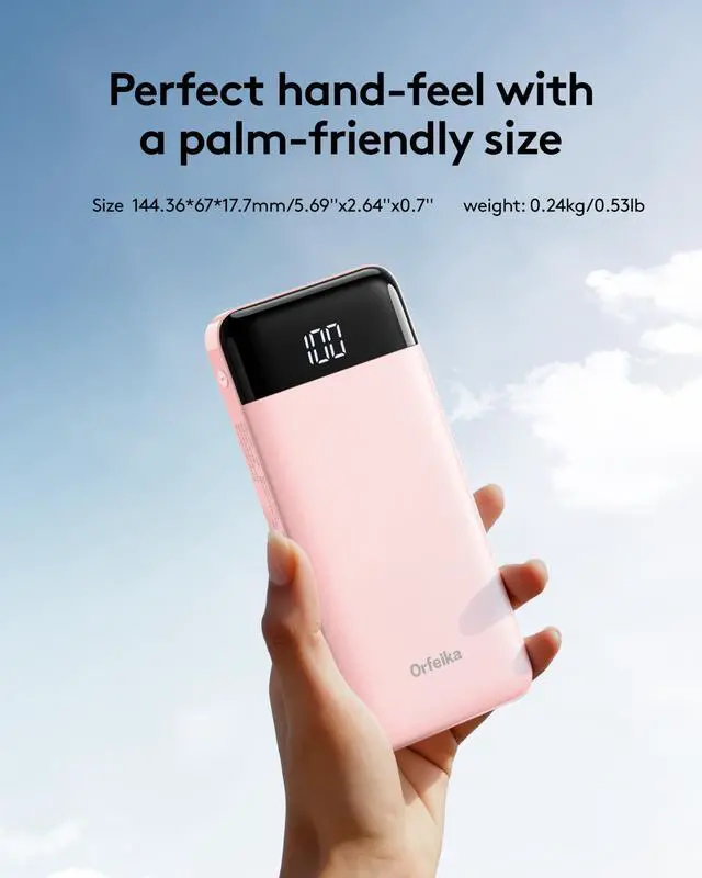 Alt view image 5 of 7 - Orfeika Portable Phone Charger, 10000mAh Portable Charger Power Bank with Built-in Cables, Travel Essential Battery Pack Compatible with iPhone, Samsung, Google, iPads, Tablets, etc