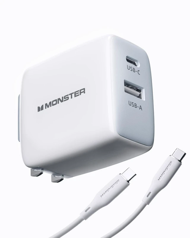 Main image of Monster 65W USB C Phone Charger 3.9 FT Cable, iPhone Charger Fast Charging Block, 2-Port PPS GaN C Chargers Fast Charging for iPhone 17/16 Pro Max/15, iPad, MacBook, Galaxy S25