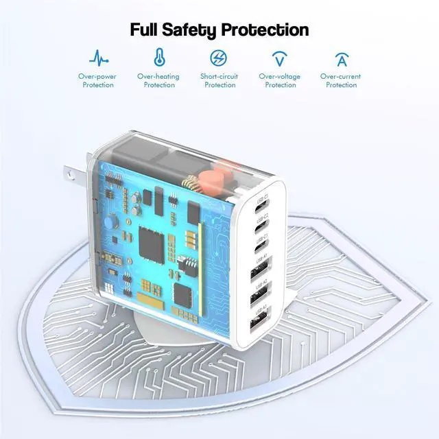 Alt view image 2 of 4 - 3 Pack 65W GaN Type C Wall Charger Block,6-Port Fast Charging Block,PD USB C Plug Adapter+QC Plug Compatible with Apple iPhone 17/17 Air/16E/16Pro Max/16Plus/16/15/14/13/12/11/XS Max,iPad Pro,AirPods