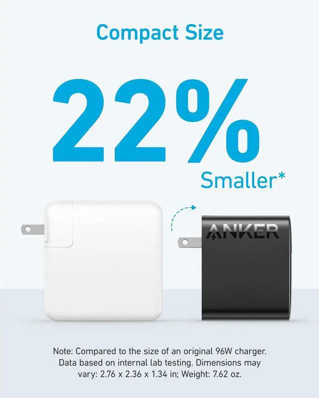Alt view image 4 of 7 - Laptop Charger, Compact Foldable 100W USB C Charger with 5FT Cable