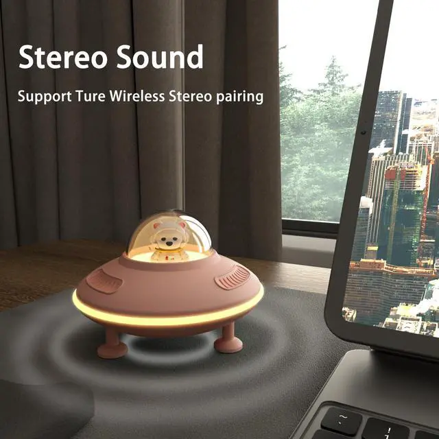 Alt view image 4 of 7 - Baolira Small Wireless Speaker, Bluetooth Speaker with Night Light for Pink Room Decor, Bluetooth 5.4, USB Disk&AUX&TF-Card Input, Birthday Gifts for Women Teen Girls - Pink