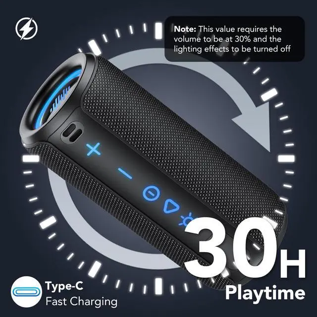 Alt view image 3 of 7 - TIMU Portable Speaker Bluetooth 5.4, 25W Super Loud Wireless Speaker: Boost Bass 3.0, 30H Playtime, 8 RGB Modes, IPX7 Waterproof, TWS Pairing, for Outdoor/Home/Party, Gift Ideas