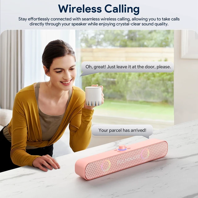 Alt view image 2 of 7 - Bluetooth Speaker with 26W HD Sound, Portable Speaker Up to 30H Playtime, AUX&TF-Card&USB Input, LED Lights, Speakers Bluetooth 5.3 Wireless for Home/Party/Outdoor, Birthday Gift (Pink)