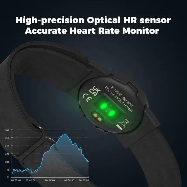 Alt view image 4 of 7 - moofit Heart Rate Monitor Armband, IP67 Waterproof, Support Bluetooth/ANT+, Rechargeable Optical Heart Rate Sensor Bracelet Works with Wahoo, Strava, Elite HRV