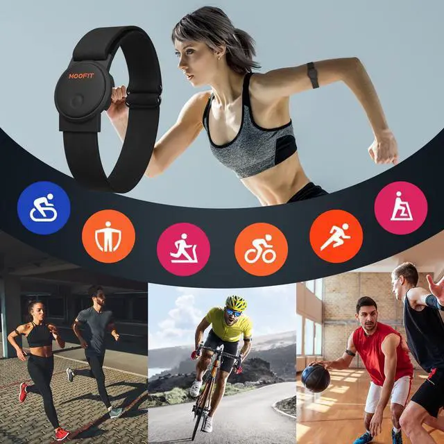 Alt view image 6 of 7 - moofit Heart Rate Monitor Armband, IP67 Waterproof, Support Bluetooth/ANT+, Rechargeable Optical Heart Rate Sensor Bracelet Works with Wahoo, Strava, Elite HRV