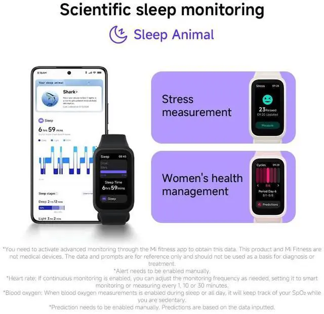 Alt view image 5 of 7 - XIAOMI Smart Band 9 Active Global Version 1.47'' Display 18-Day Battery Life Modes All-Day Health and Fitness Monitoring 5ATM (Black)