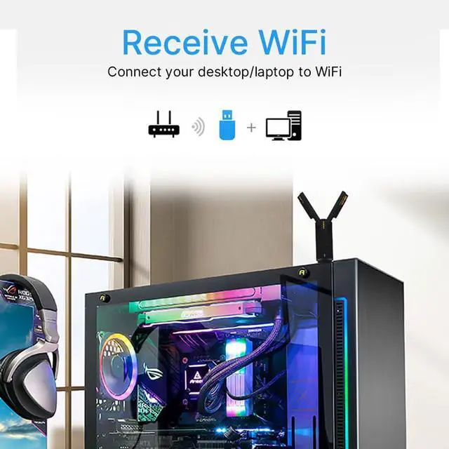 Alt view image 5 of 7 - FENVi AX5400 WiFi 6E USB Adapter for PC, Tri-Band 6GHz 2402Mbps Wireless Network Card for Laptop Desktop, WPA3, MU-MIMO, OFDMA, Supports Windows 11/10