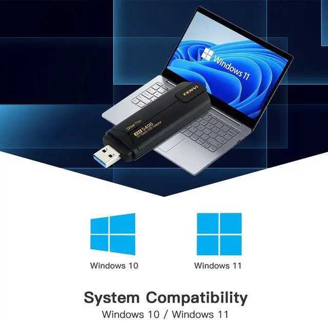 Alt view image 6 of 7 - FENVi AX5400 WiFi 6E USB Adapter for PC, Tri-Band 6GHz 2402Mbps Wireless Network Card for Laptop Desktop, WPA3, MU-MIMO, OFDMA, Supports Windows 11/10