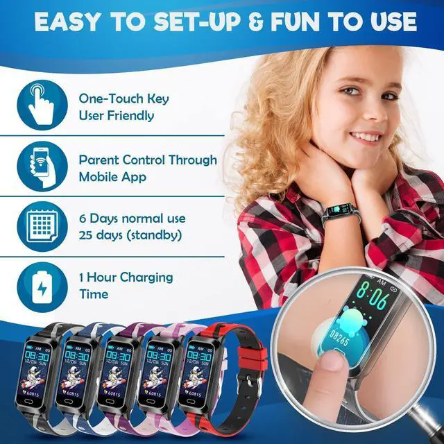 Alt view image 3 of 7 - Inspiratek Kids Fitness Tracker for Kids Age 5-16 (5 Colors), Waterproof Pedometer Watch, Easy to Use Tracker Watch