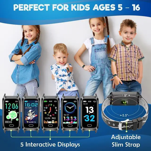 Alt view image 2 of 7 - Inspiratek Kids Fitness Tracker for Kids Age 5-16 (5 Colors), Waterproof Pedometer Watch, Easy to Use Tracker Watch
