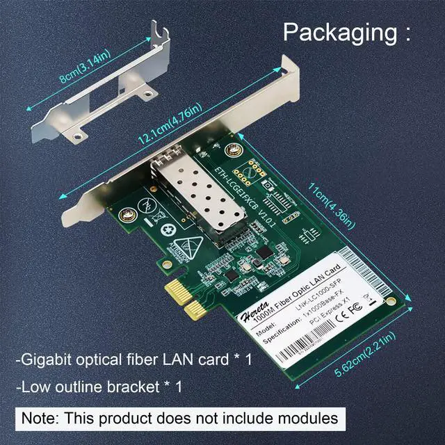 Alt view image 5 of 7 - Hereta PCI-E NIC Network Card, 1 SFP Port, PCI Express Gigabit Ethernet LAN Adapter Support Windows XP/Vista/ 11/10/8/7, Server 2003/2008 R2, Linux