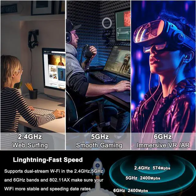 Alt view image 5 of 7 - WiFi 6E PCIe WiFi Card for Desktop PC AX210, Up to 2400Mbps, Bluetooth 5.3, WPA3, 802.11AXE Tri Band Wireless Adapter with MU-MIMO, OFDMA, Supports Windows 11, Windows 10(64-bit*), Linux*