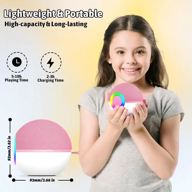 Alt view image 3 of 7 - Heroange Karaoke Microphone Machine Toys for Kids Adults, Mini Portable Bluetooth Speaker with 2 Wireless Mics, Christmas Birthday Gifts for Boys Girls Ages 3 4 5 6 7 8 9 10 11 12+ Year (Pink)