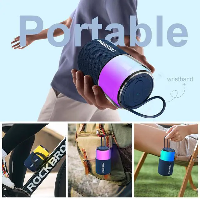 Alt view image 3 of 7 - Passau Portable Bluetooth Speaker with Lights Show, 15W Loud Clear Sound, White Elephant Gifts for Adults, BT 5.4, LED Lights up Speakers Stocking Stuffers Gifts for Kids, Teen, Girls, Boys (Blue)