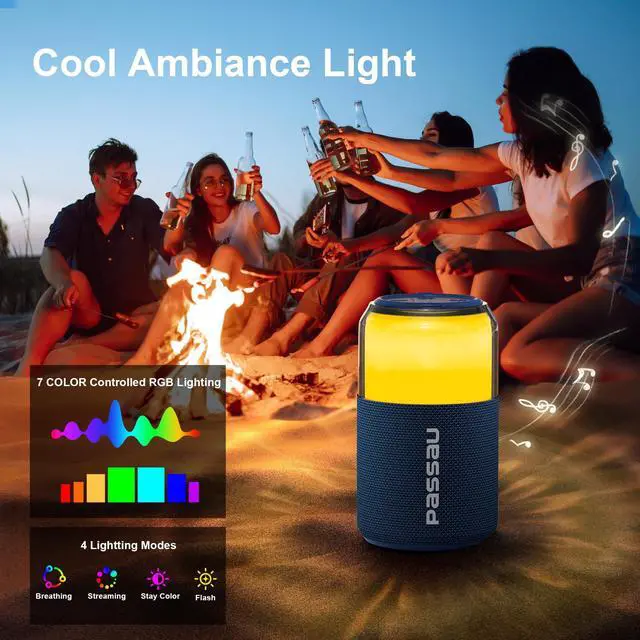 Alt view image 6 of 7 - Passau Portable Bluetooth Speaker with Lights Show, 15W Loud Clear Sound, White Elephant Gifts for Adults, BT 5.4, LED Lights up Speakers Stocking Stuffers Gifts for Kids, Teen, Girls, Boys (Blue)