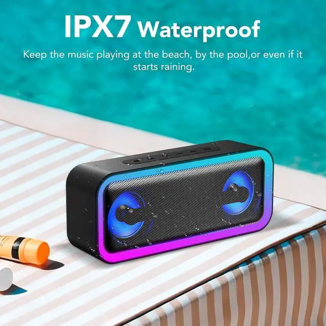 Alt view image 6 of 7 - IKT Portable Bluetooth Speaker with Lights x Stocking Stuffers, 30W Loud Stereo Sound, Bluetooth5.4, Enhanced Bass,30H Playtime, TWS Pairing, IPX7 Waterproof, Speakersfor Home/Party/Outdoor