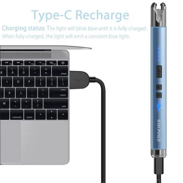 Alt view image 4 of 6 - RAYONNER Lighter Electric Candle Lighters with Flashlight Windproof & Flameless USB Rechargeable with Safety Switch