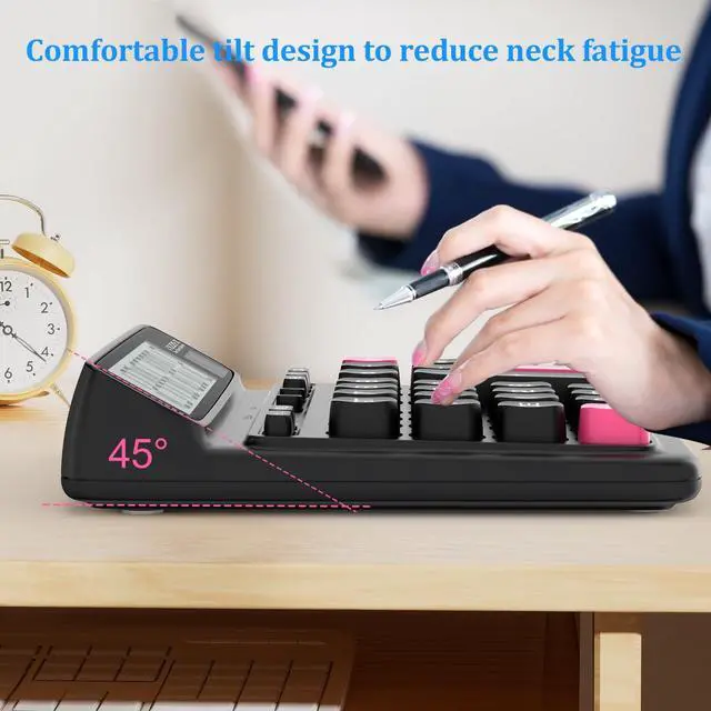 Alt view image 2 of 7 - Desktop Calculator with Extra Large 5-Inch LCD Display, 12-Digit Two Way Power Solar & Battery Office Calculator with Big Buttons for Business, Accounting & Home Use(Black)