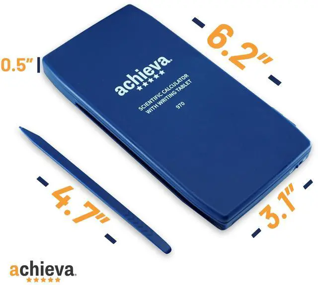 Alt view image 3 of 6 - Achieva Scientific Calculator with Erasable LCD Writing Tablet | 2-Line Display | Dual Solar & Battery Power | for Students in Middle School, High School (970)