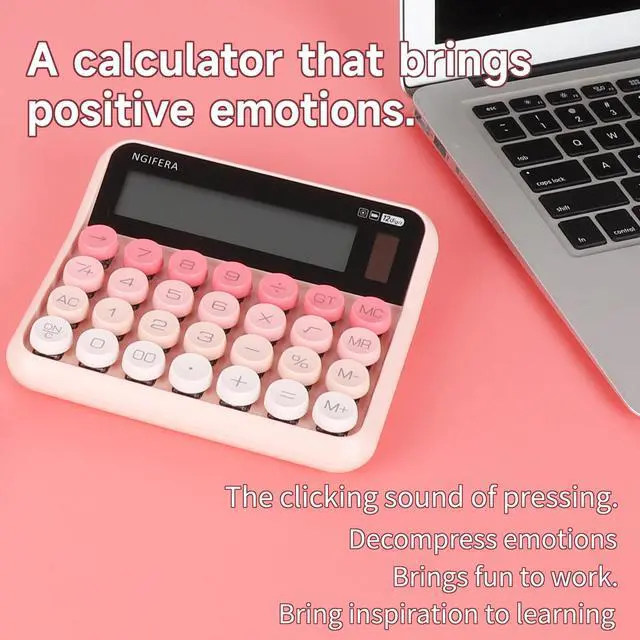 Alt view image 6 of 6 - NGIFERA Desk Calculator, 12 Digit Large LCD Display, Big Buttons, Ergonomic 15° Tilt, Real Mechanical Keypad, Desktop Calculator for Office and Study