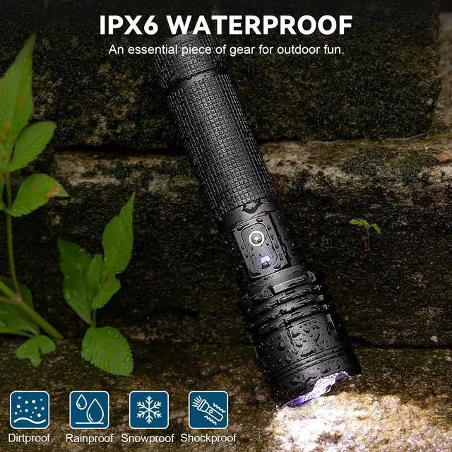 Alt view image 7 of 7 - Kmivo Flashlight Rechargeable LED High Lumens, 99,000 Lumens Super Bright Flash Lights with 5 Modes, AdjustableWaterproof Powerful Linterna for Home, Camping(2 Pack)