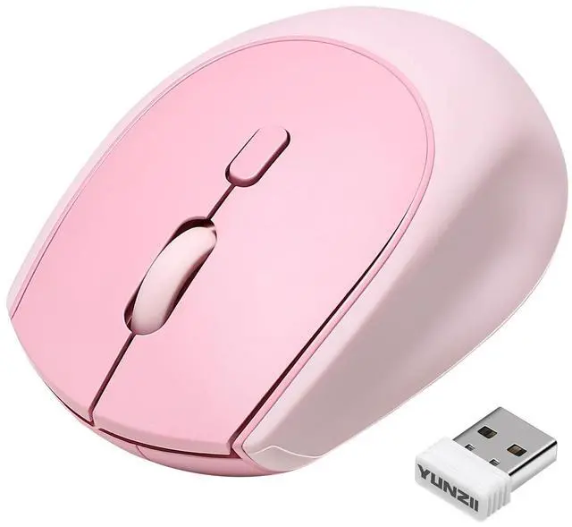 Main image of YUNZII C2 Wireless Mouse,2.4GHz Cute Silicone Noiseless Wireless Computer Mouse, Quiet Clicks, 3 Adjustable DPI, 1600 DPI Optical Tracking, Portable Ergonomic Mice for Laptop/PC/Mac (Pink)