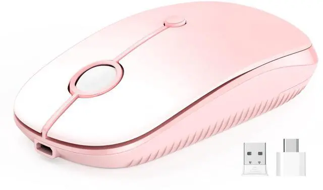 Main image of VssoPlor Type C Wireless Mouse, USB C MacBook Wireless Mouse Dual Mode 2.4G Cordless Mice with Nano USB and Type C Receiver Compatible with PC, Laptop, MacBook, ipad-Gradient Pink