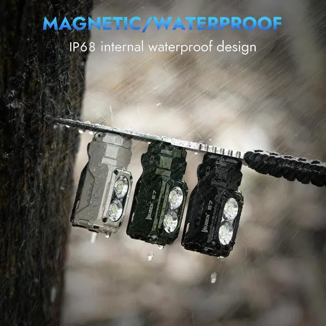 Alt view image 4 of 7 - WUBEN E7 1800 Lumen Rechargeable Mini Flashlight with Magnet - Super Bright 6 Modes ArmyGreen EDC Flashlight, Typ-C Rechargeable LED; IP68 Pocket Flashlight for Headlamp Use, Rescue, Camping