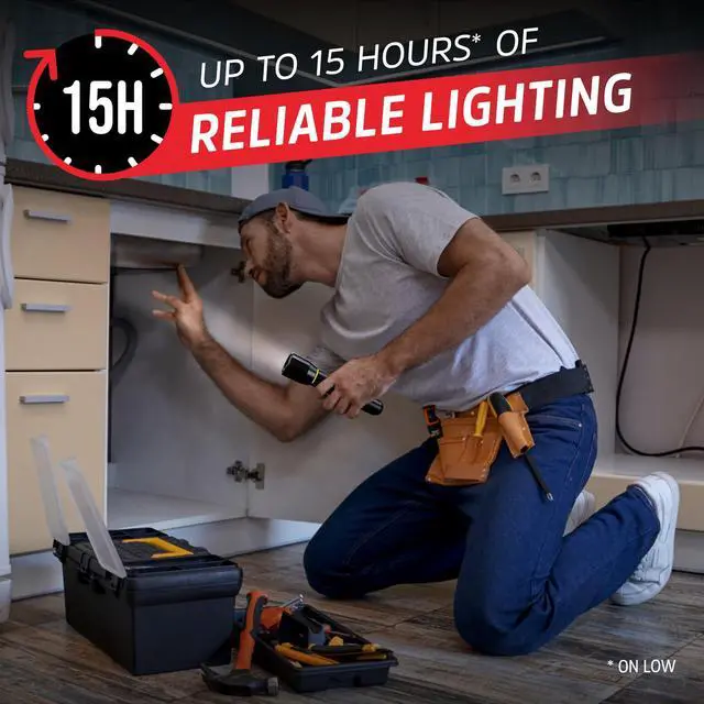 Alt view image 4 of 7 - Energizer LED Flashlight Vision PRO, Ultra Bright 1000+ Lumens, IPX4 Water Resistant, Aircraft-Grade Aluminum LED Light, Rugged Metal Flash Light for Outdoors, Emergency Power Outage, Black