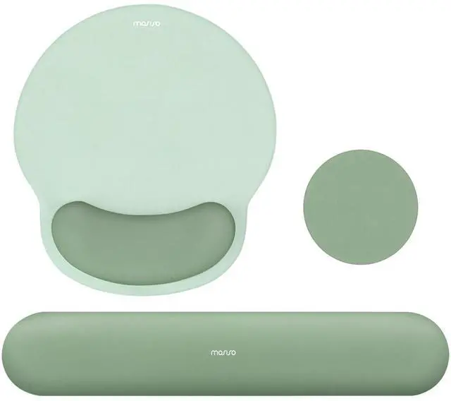 Main image of MOSISO Wrist Rest Support for Mouse Pad&Keyboard Set, Circle Curved Ergonomic Mousepad&Coaster Non-Slip Base Home/Office Pain Relief&Easy Typing Pad with Soft Cloth&Silicone Lining, Antique Green