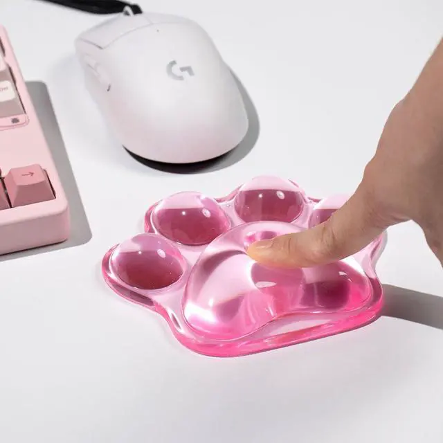 Alt view image 3 of 7 - Cat Paw Mouse Wrist Rest, Pink Gel Clear Mouse Wrist Support Pad, Cute Ergonomic Wrist Cushion for Mouse, Soft Transparent Wrist Pain Relief for Office Home Desk Computer Mouse(Pink)