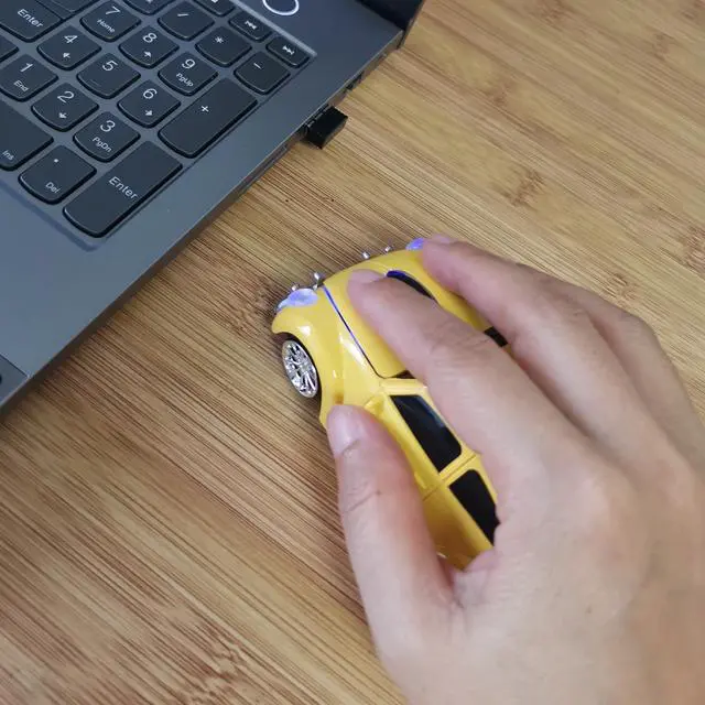 Alt view image 2 of 6 - SDGSQHA Car Mouse for Computer, Cool and Cute Car-Shaped Mouse, Wireless 2.4Ghz Optical Mice for Laptop PC Mac (Yellow)