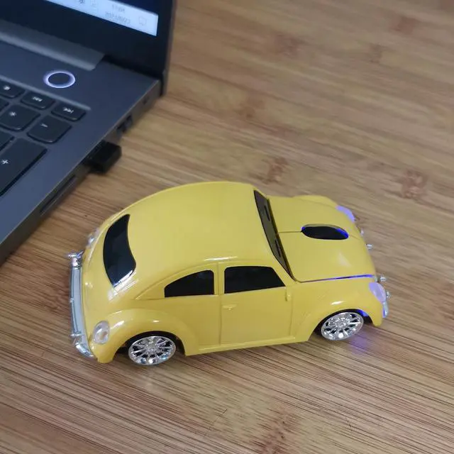 Alt view image 6 of 6 - SDGSQHA Car Mouse for Computer, Cool and Cute Car-Shaped Mouse, Wireless 2.4Ghz Optical Mice for Laptop PC Mac (Yellow)