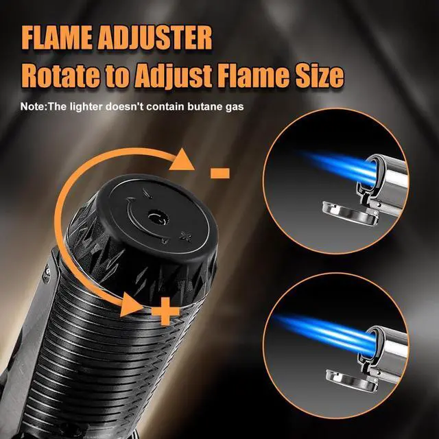 Alt view image 3 of 6 - LcFun Torch Lighter Windproof Refillable Triple Jet Flame Butane Lighter with Punch and Draw Enhancer, Camping Hunting Gear Gifts for Men -BUTANE NOT INCLUDED