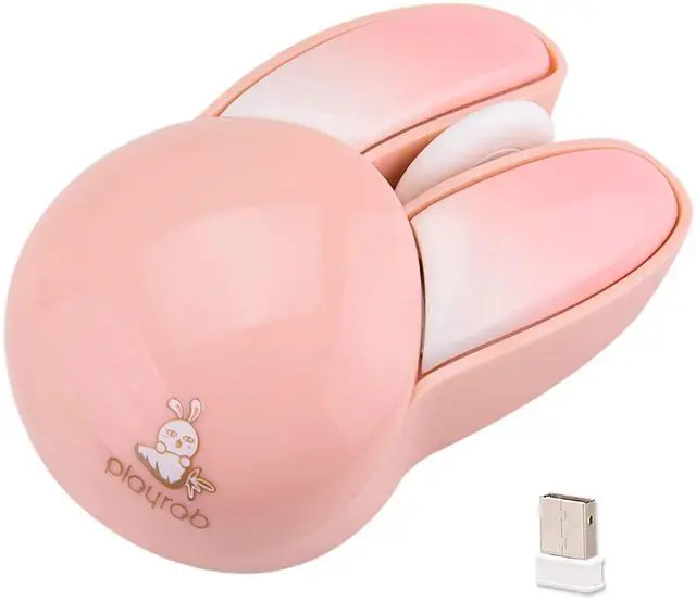 Main image of Lomiluskr Cute Bunny Wireless Mouse, Lightweight Soundless Mice, 2.4G Wireless Mice, Candy Colors, Kawaii Rabbit Mouse for Girls and Kids (Pink Bunny)