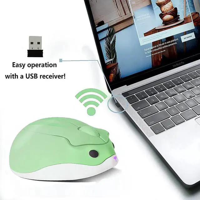 Alt view image 4 of 7 - Wireless Mouse Cute Hamster Shape Silent Quiet Click Portable Mobile Fun Travel Optical 1200DPI USB Funny Cool Cordless Mice for PC Laptop Computer Notebook MacBook Kids Girl Women Men Adults Gift
