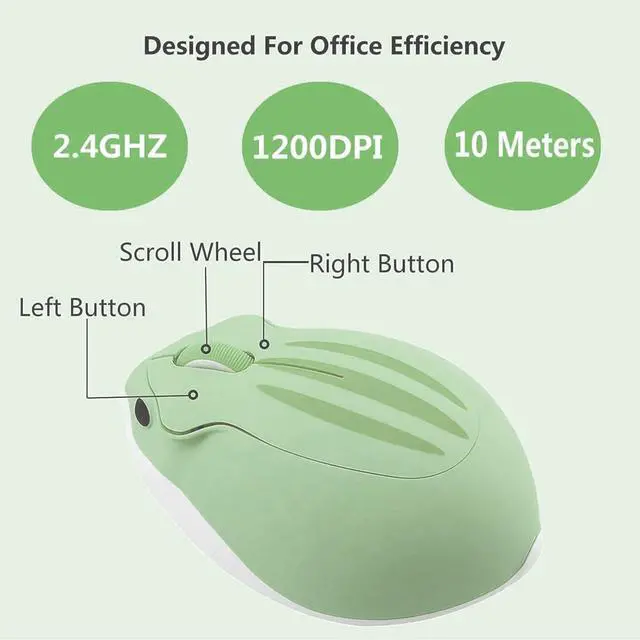 Alt view image 5 of 7 - Wireless Mouse Cute Hamster Shape Silent Quiet Click Portable Mobile Fun Travel Optical 1200DPI USB Funny Cool Cordless Mice for PC Laptop Computer Notebook MacBook Kids Girl Women Men Adults Gift