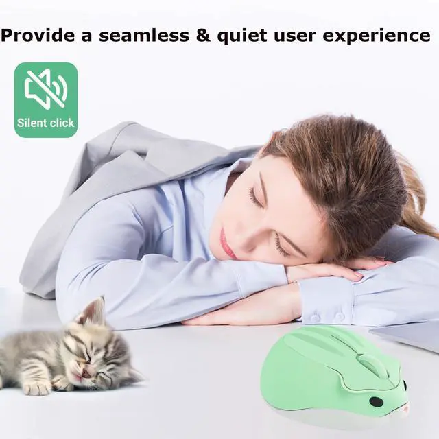 Alt view image 6 of 7 - Wireless Mouse Cute Hamster Shape Silent Quiet Click Portable Mobile Fun Travel Optical 1200DPI USB Funny Cool Cordless Mice for PC Laptop Computer Notebook MacBook Kids Girl Women Men Adults Gift