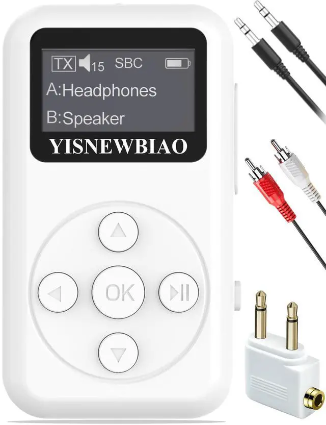 Main image of YISNEWBIAO Bluetooth Transmitter Receiver for TV with OLED Display, AptX Low Latency Airplane Bluetooth Adapter for Headphones Airpods, RCA 3.5mm Audio Jack Wireless Adapter for TV