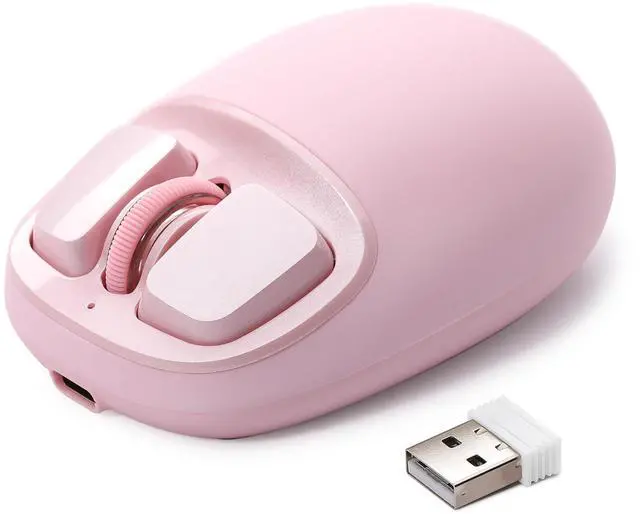 Main image of YUNZll C1 Silicone Wireless Mouse, Tri-Mode 2.4G/USB-C/Bluetooth Mouse, 4800 DPl Optical Tracking, 6 Adjustment Levels,Customize Mice for Laptop, Computer, iPad, MacBook (Pink)