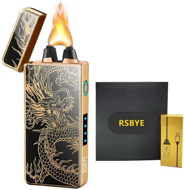 Main image of RSBYE Electric Lighter Dragon Lighter Plasma Lighters Arc Flame Lighters USB Rechargeable Lighterss Candle Lighterss Butane Free with LED Battery Indicator,Gift for Men (Dragon)