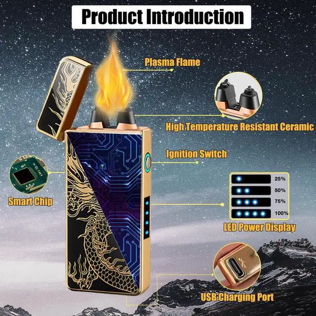 Alt view image 2 of 7 - RSBYE Electric Lighter Dragon Lighter Plasma Lighters Arc Flame Lighters USB Rechargeable Lighterss Candle Lighterss Butane Free with LED Battery Indicator,Gift for Men (Dragon)