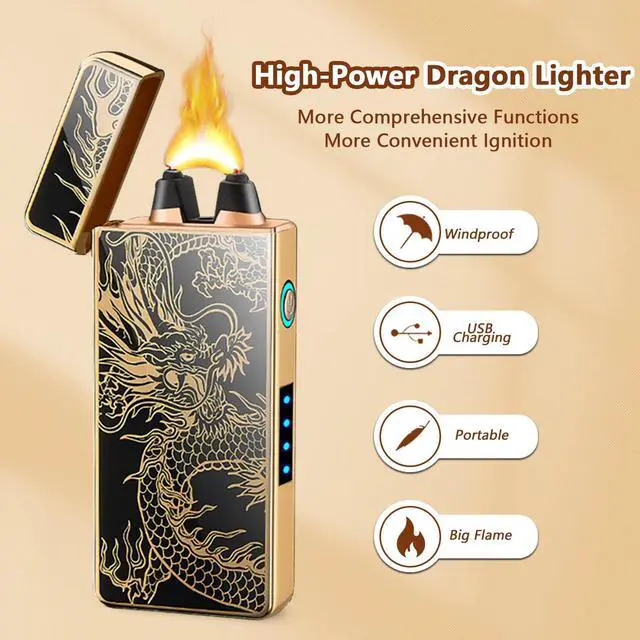 Alt view image 5 of 7 - RSBYE Electric Lighter Dragon Lighter Plasma Lighters Arc Flame Lighters USB Rechargeable Lighterss Candle Lighterss Butane Free with LED Battery Indicator,Gift for Men (Dragon)