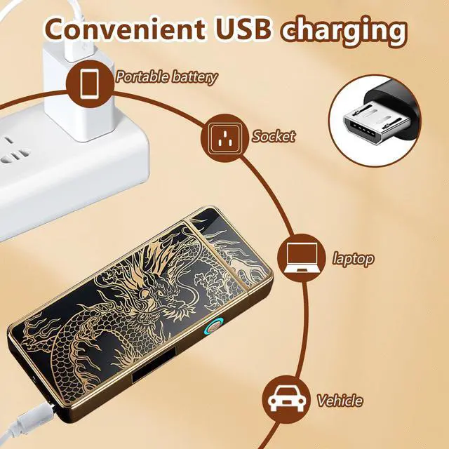 Alt view image 6 of 7 - RSBYE Electric Lighter Dragon Lighter Plasma Lighters Arc Flame Lighters USB Rechargeable Lighterss Candle Lighterss Butane Free with LED Battery Indicator,Gift for Men (Dragon)