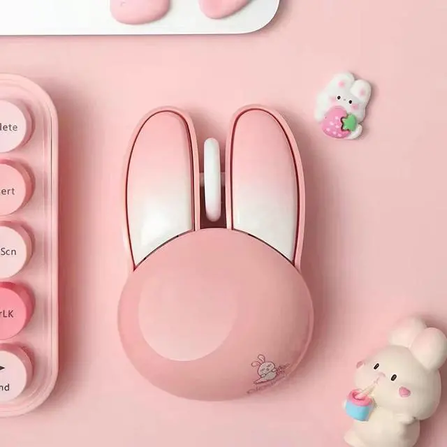 Alt view image 4 of 7 - Lomiluskr Cute Bunny Wireless Mouse, Lightweight Soundless Mice, 2.4G Wireless Mice, Candy Colors, Kawaii Rabbit Mouse for Girls and Kids (Pink Bunny)