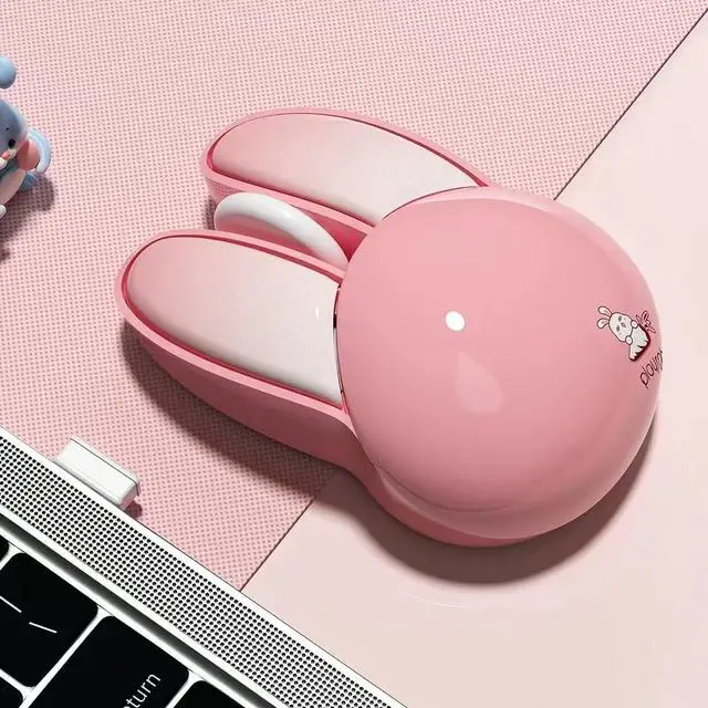 Alt view image 5 of 7 - Lomiluskr Cute Bunny Wireless Mouse, Lightweight Soundless Mice, 2.4G Wireless Mice, Candy Colors, Kawaii Rabbit Mouse for Girls and Kids (Pink Bunny)