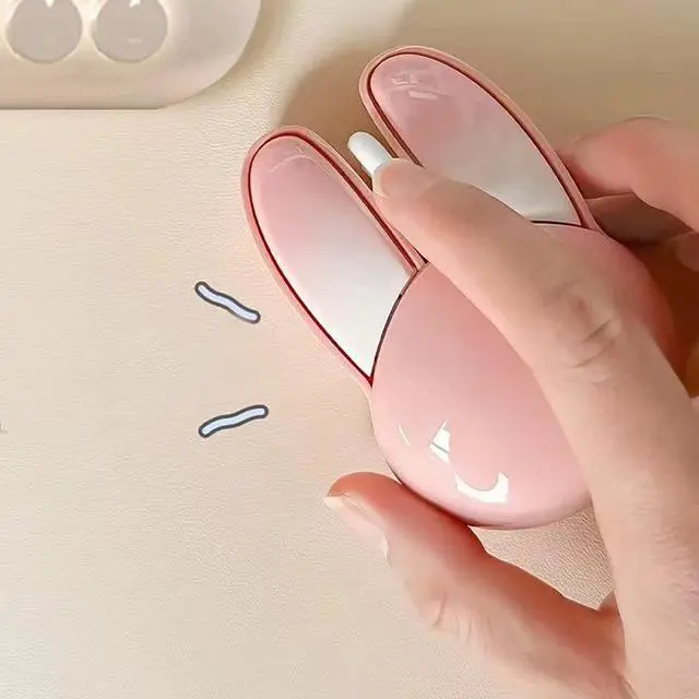 Alt view image 6 of 7 - Lomiluskr Cute Bunny Wireless Mouse, Lightweight Soundless Mice, 2.4G Wireless Mice, Candy Colors, Kawaii Rabbit Mouse for Girls and Kids (Pink Bunny)